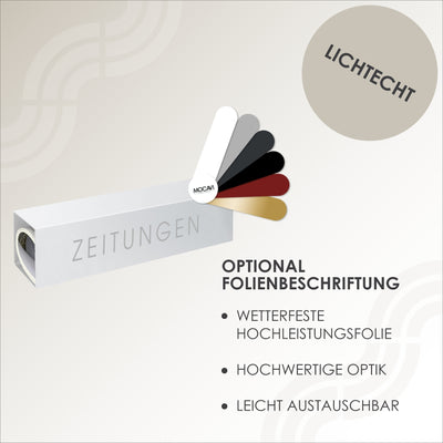 Optional Beschriftung mit Hochleistungsfolie