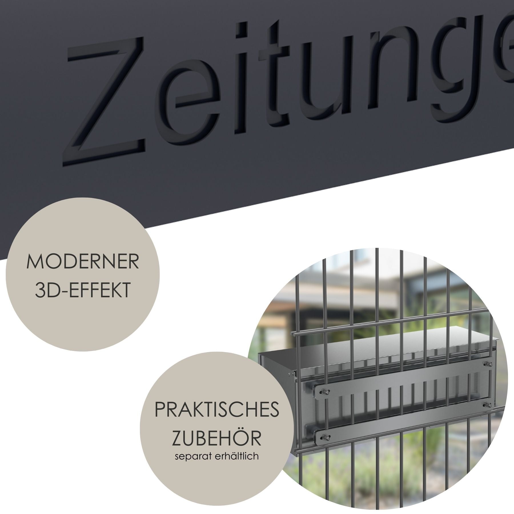 moderne Zeitungsbox mit 3D Beschriftung