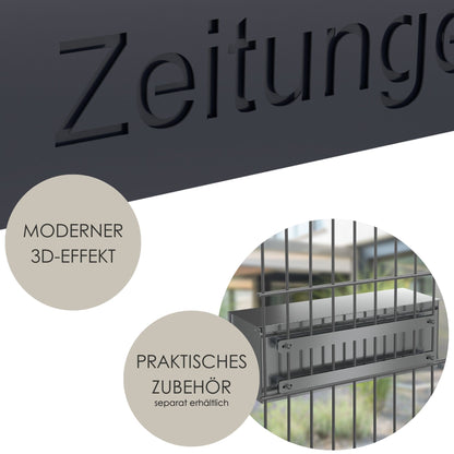 moderne Zeitungsbox mit 3D Beschriftung