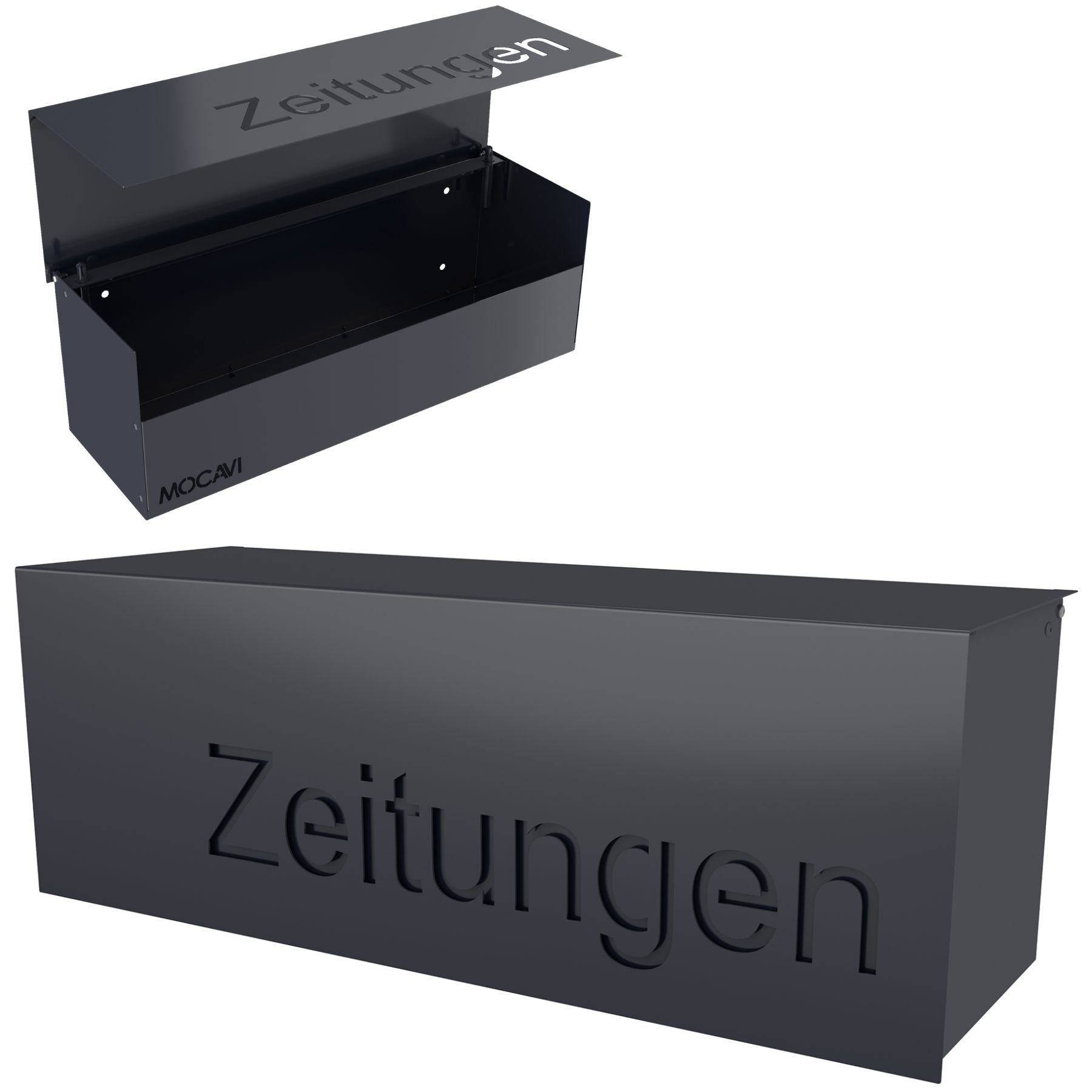 Zeitungsrolle groß mit Deckel modern anthrazit Ral 7016