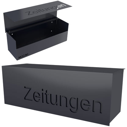 Zeitungsrolle groß mit Deckel modern anthrazit Ral 7016