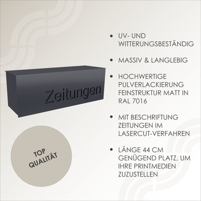 Top Qualität Made in Germany Zeitungsrolle mit Deckel anthrazit