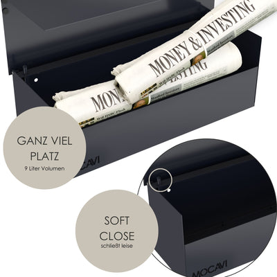 sehr großes Zeitungsfach - viel Platz und trocken