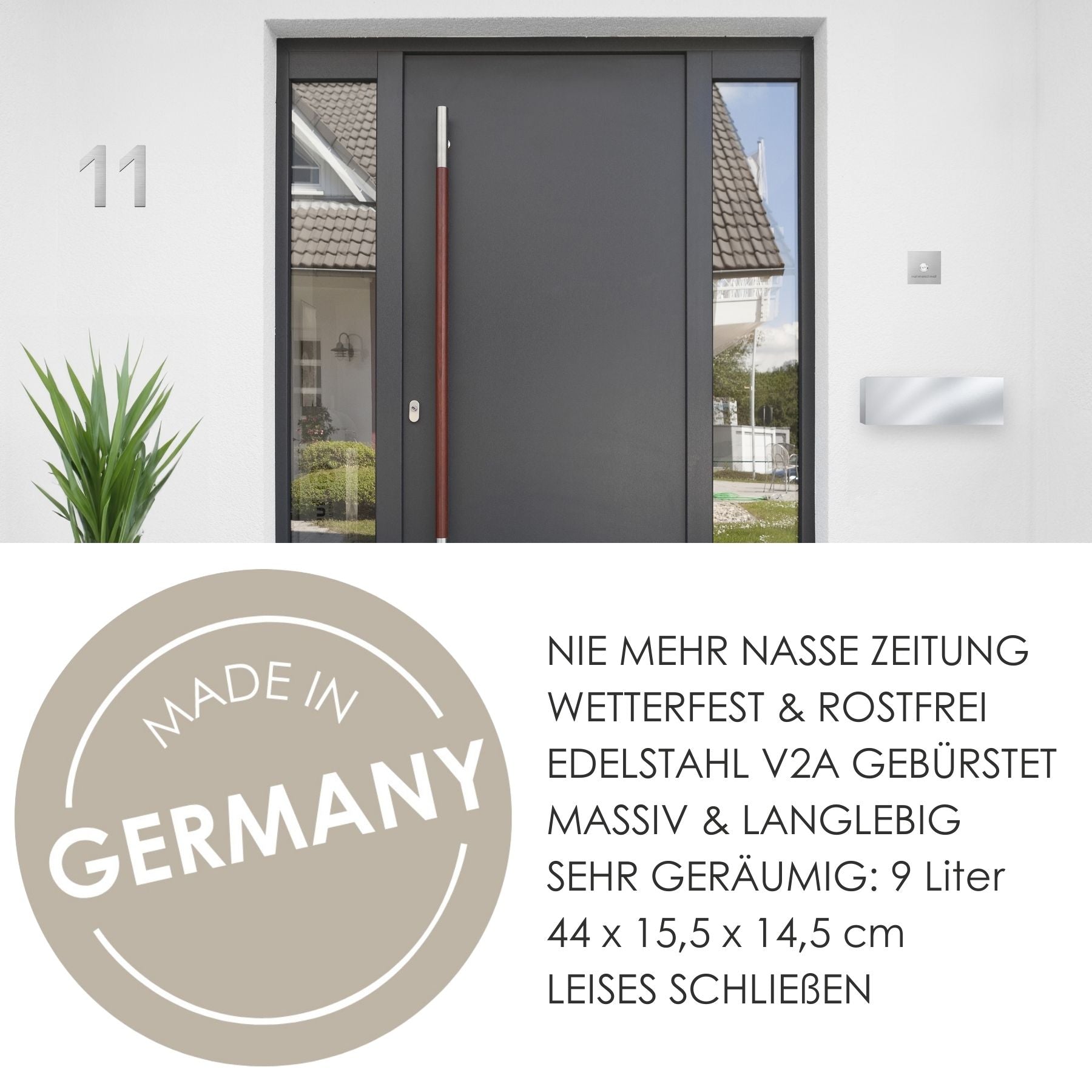 Zeitungsfach ZF2 Edelstahl geschlossen – MOCAVI