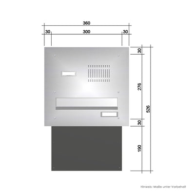 Mauerdurchwurf-Briefkastenanlage mit Funktionstasten Express Box MD11-OR-E Edelstahl (12 Liter)