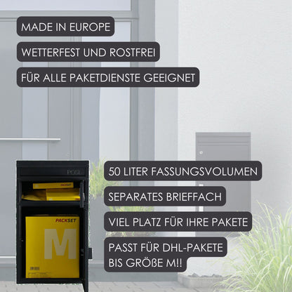 Paketbriefkasten 45M anthrazit (Ral 7016) Design-Paketkasten modern