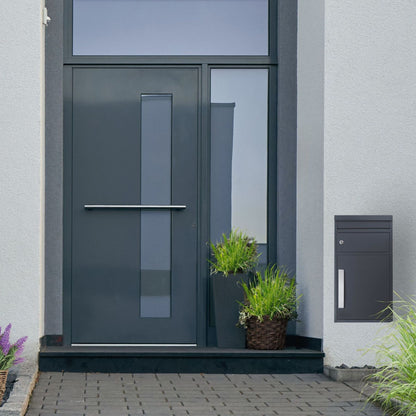 Design-Paketbriefkasten anthrazit mit Edelstahl