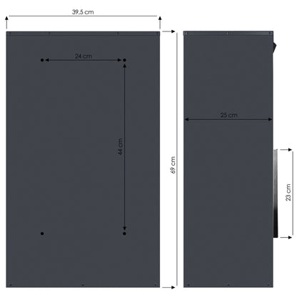 Paketbriefkasten 45MS mit Name und Hausnummer graviert V4A-Edelstahl/anthrazit RAL 7016 Design-Paketkasten modern