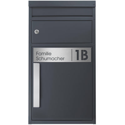 Paketkasten modern mit Briefeinwurf anthrazit personalisiert