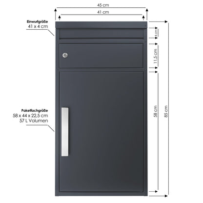 B-Ware Paketbriefkasten SafePost 65M anthrazit RAL 7016 Design-Paketkasten modern