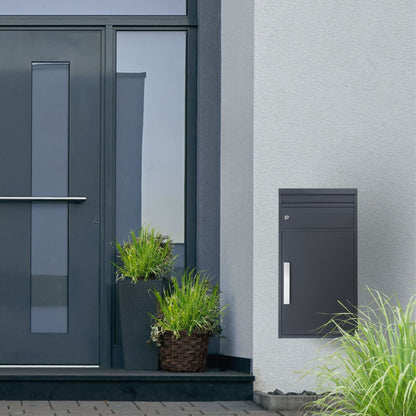 Paketbox mit Briefeinwurf anthrazit Paketbriefkasten modern XXL Wandmontage