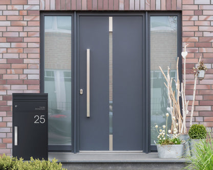 XXL Paketbox für alle Hauseingänge anthrazit matt mit Hausnummer und Namen 