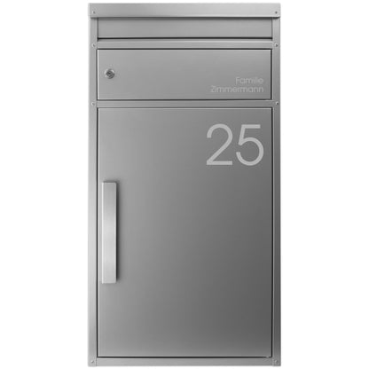Paketbriefkasten silber grau personalisiert XXL Paketbox mit extra Paketfach