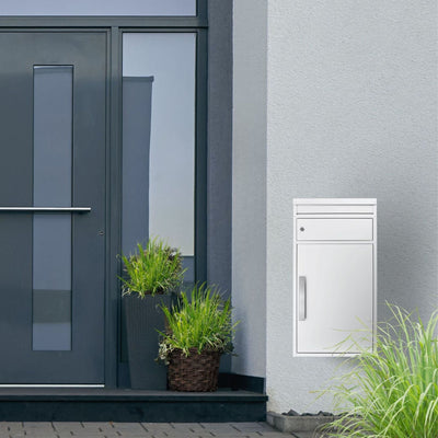 Grosser Paketkasten mit Briefeinwurf weiss