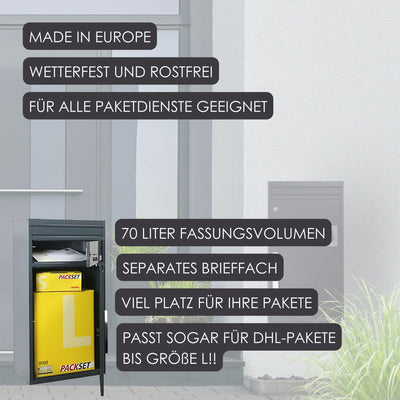 Paketbriefkasten 65MS Name & Hausnummer silber