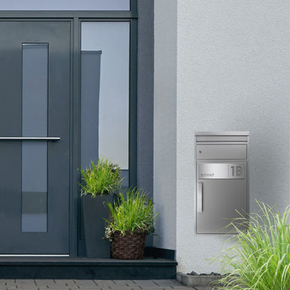 Paketbox mit Briefeinwurf und Personalisierung grau silber modern XXL
