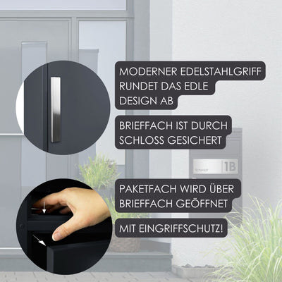 Paketbriefkasten 65MS Name & Hausnummer weiß