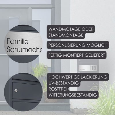 Paketbriefkasten 65MS Name & Hausnummer weiß