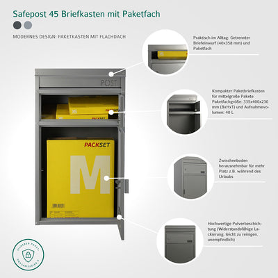 Paketbriefkasten 45 anthrazit-grau