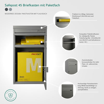 Paketbriefkasten 45 silbergrau