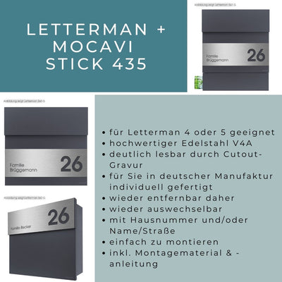 Design Briefkasten Letterman 4 anthrazit-grau (RAL 7016), verdecktes Schloss, moderner Wandbriefkasten dunkelgrau