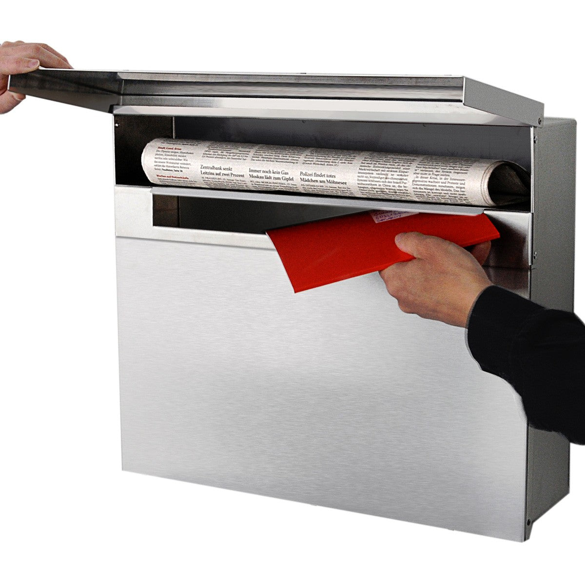 B-Ware Radius Standbriefkasten Letterman XXL 2 silber inkl. Zeitungsfach mit Pfosten - 568 c