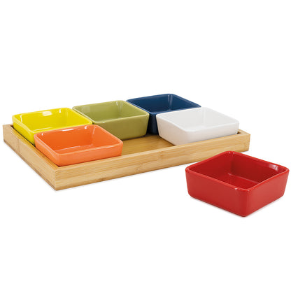 Schalenset mit Holztablett 7tlg.