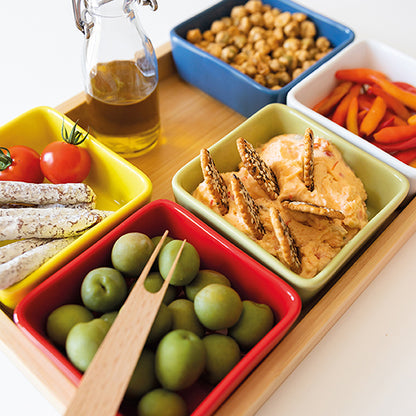 Schalenset mit Holztablett 7tlg.