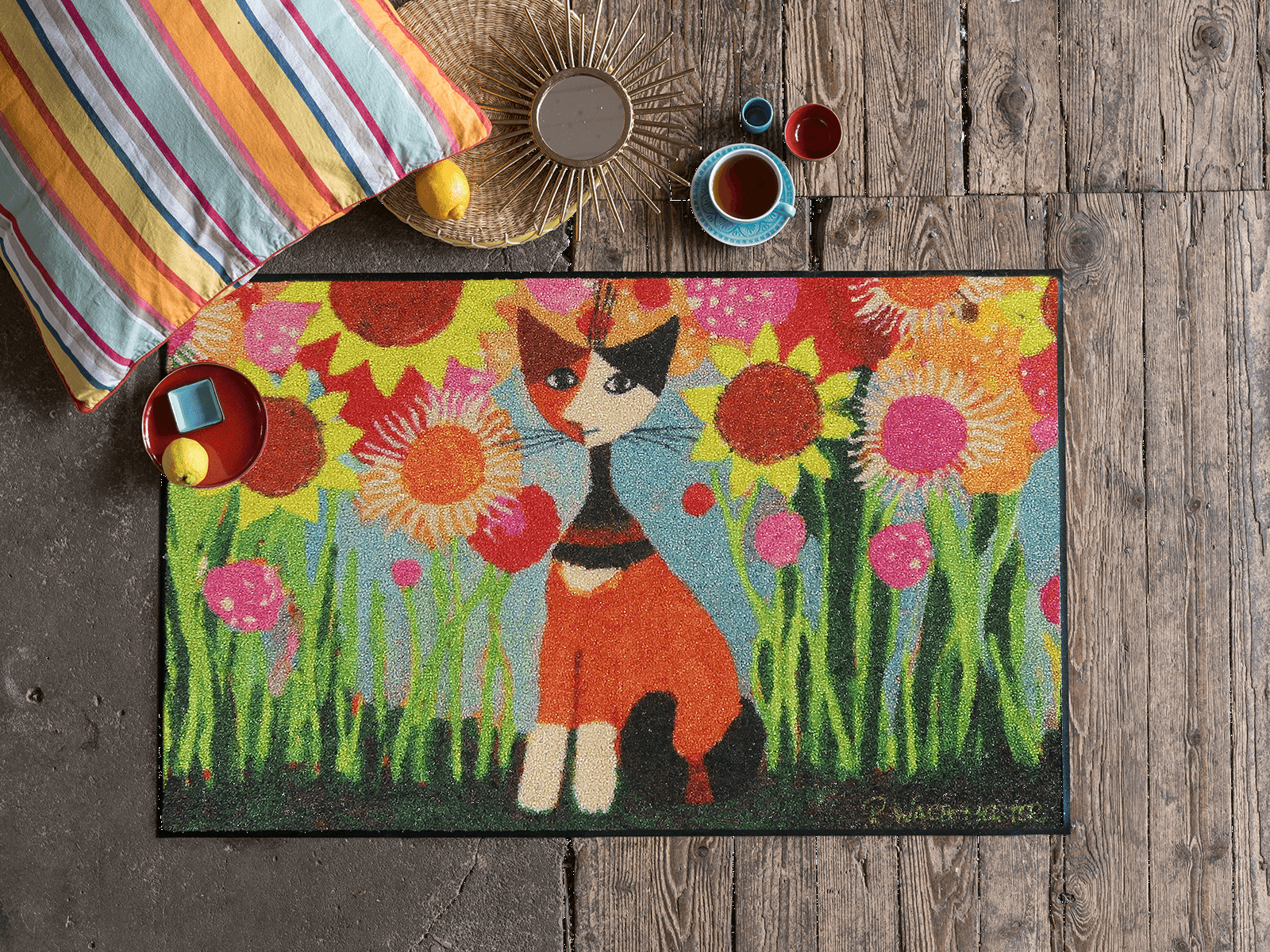 Fußmatte Wachtmeister mit Katzenmotiv