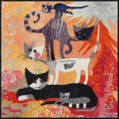 Fußmatte 85x85 Rosina Wachtmeister Katzenturm orange quadratisch