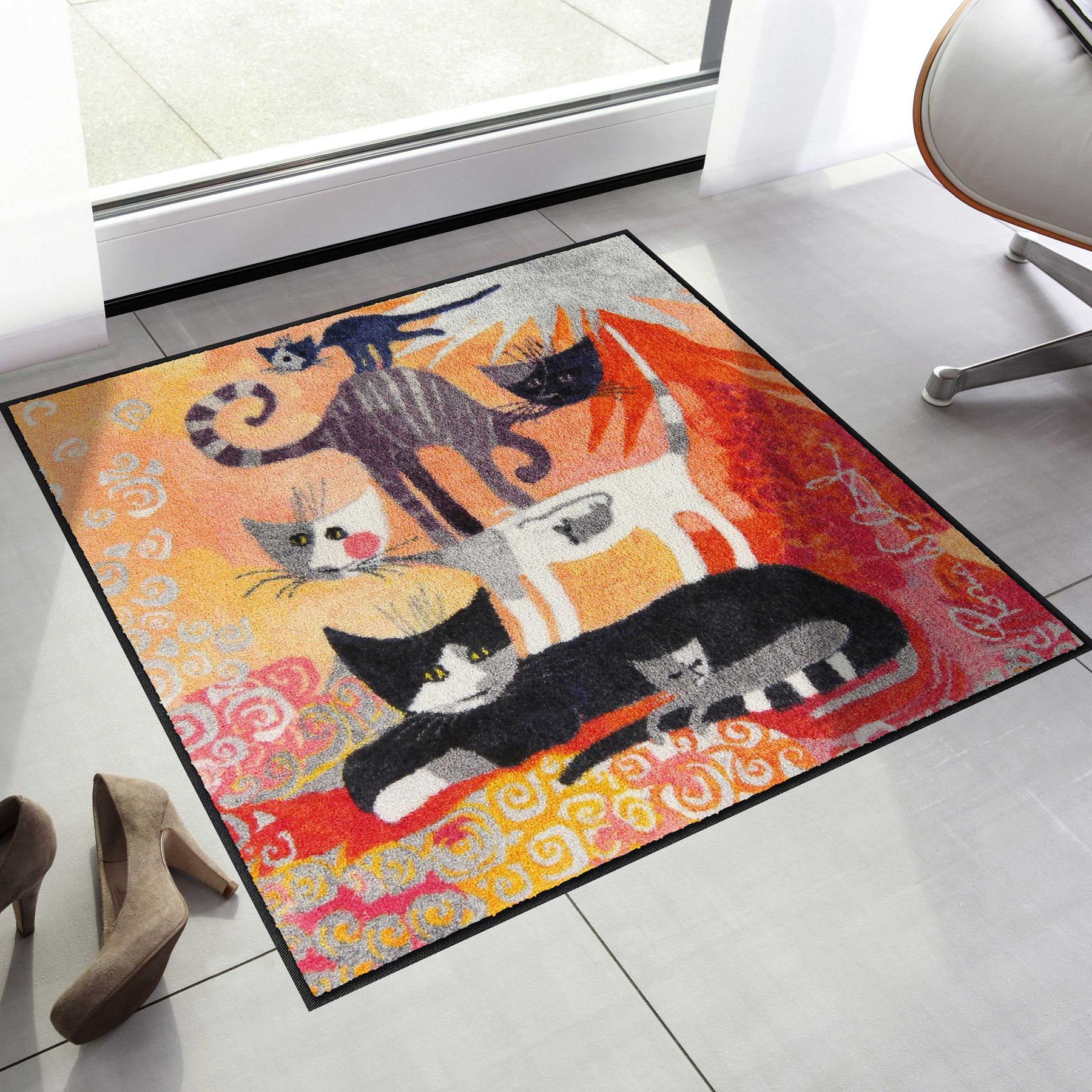 Fußmatte 85x85 Rosina Wachtmeister Katzenturm orange quadratisch