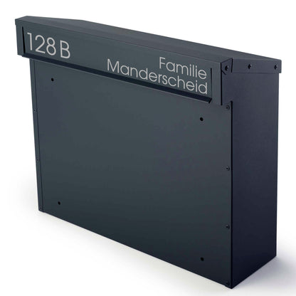 Zaunbriefkasten 925 anthrazit, rückseitige Entnahme & individuelle Beschriftung