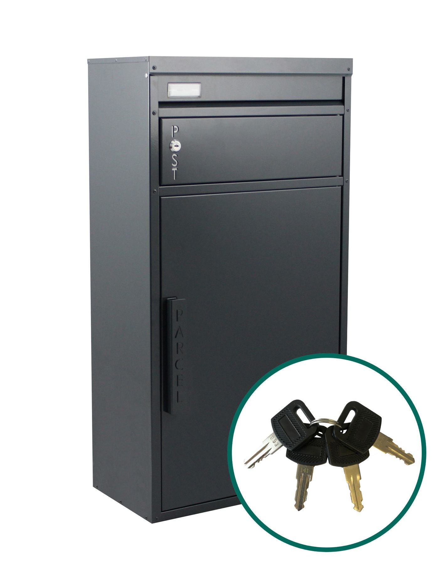 Paketbriefkasten Tiamat 65 anthrazit-grau mit 4 Schlüsseln