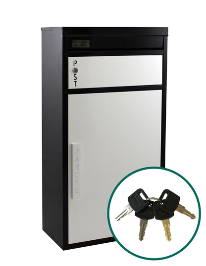 Paketbriefkasten Tiamat 65 schwarz-weiß mit 4 Schlüsseln