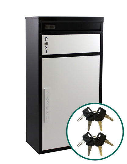 Paketbriefkasten Tiamat 65 schwarz-weiß mit 8 Schlüsseln