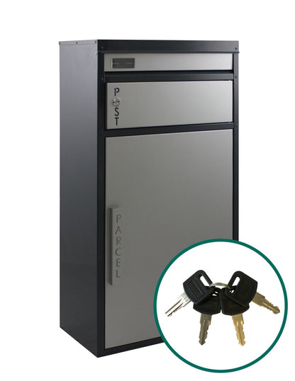 Paketbriefkasten Tiamat 65 silber-anthrazit mit 4 Schlüsseln