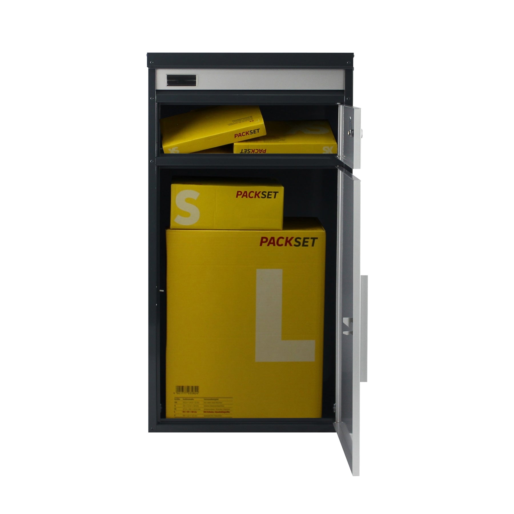 Paketbriefkasten Tiamat 65 silber-anthrazit mit 8 Schlüsseln