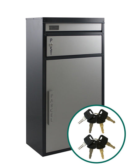 Paketbriefkasten Tiamat 65 silber-anthrazit mit 8 Schlüsseln