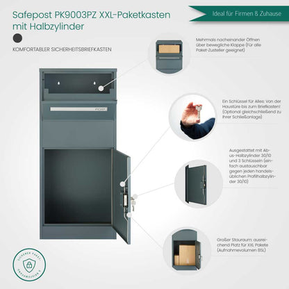 Paketbriefkasten XXL anthrazit mit Profilzylinder