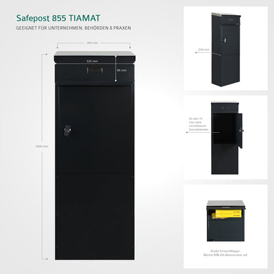 Standbriefkasten Tiamat 855 anthrazit-grau mit 12 Schlüsseln