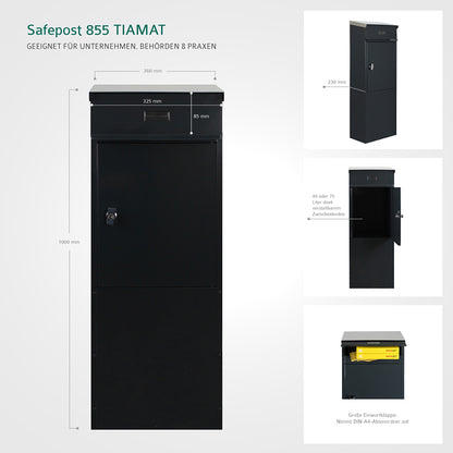 Standbriefkasten Tiamat 855 anthrazit-grau mit 4 Schlüsseln