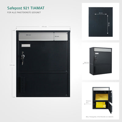Briefkasten mit Paketfach 921 Tiamat anthrazit-grau