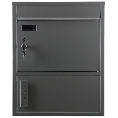 Briefkasten mit Paketfach Tiamat 921 silber-grau mit 4 Schlüsseln