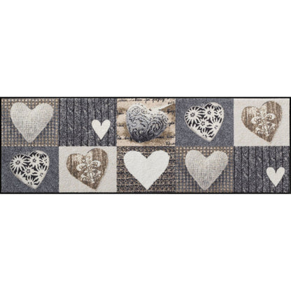 Teppichläufer 60x180 Alpenglück Herzen grau