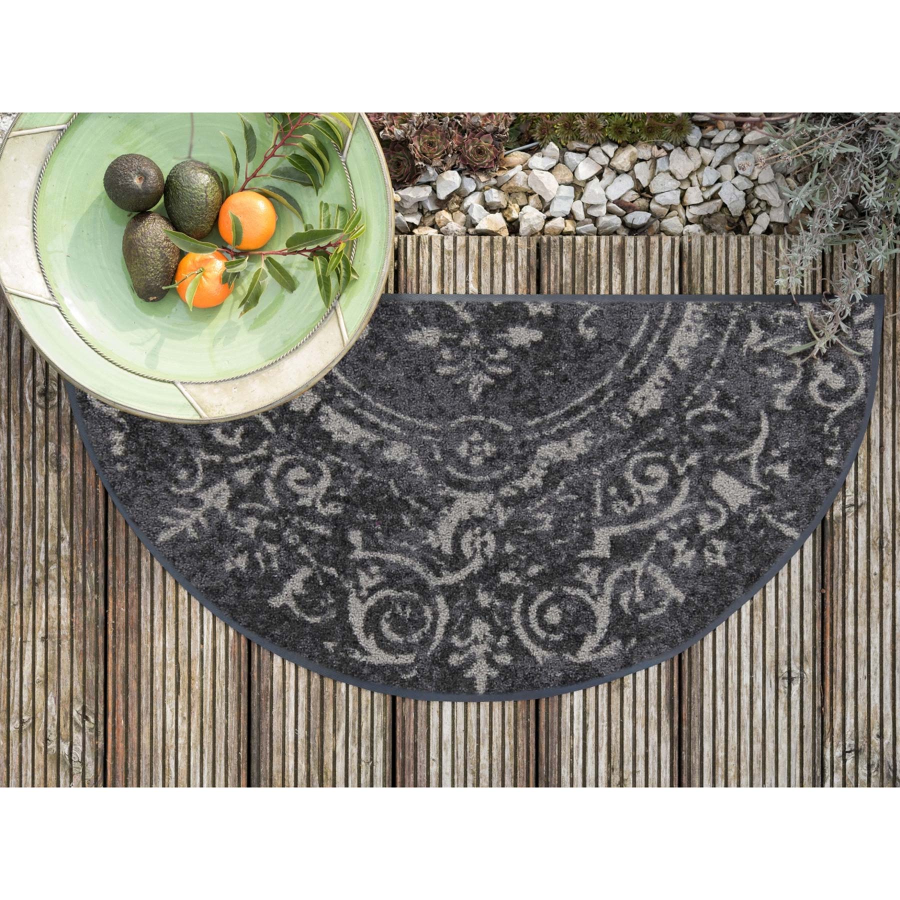 Fußmatte 42x85 Amira grey grau halbrund