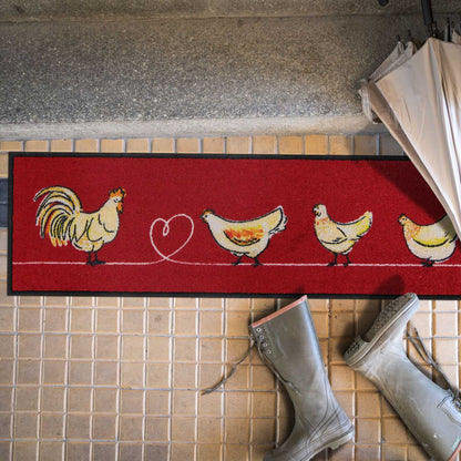 Läufer klein 30x100 Chicken Walk rot
