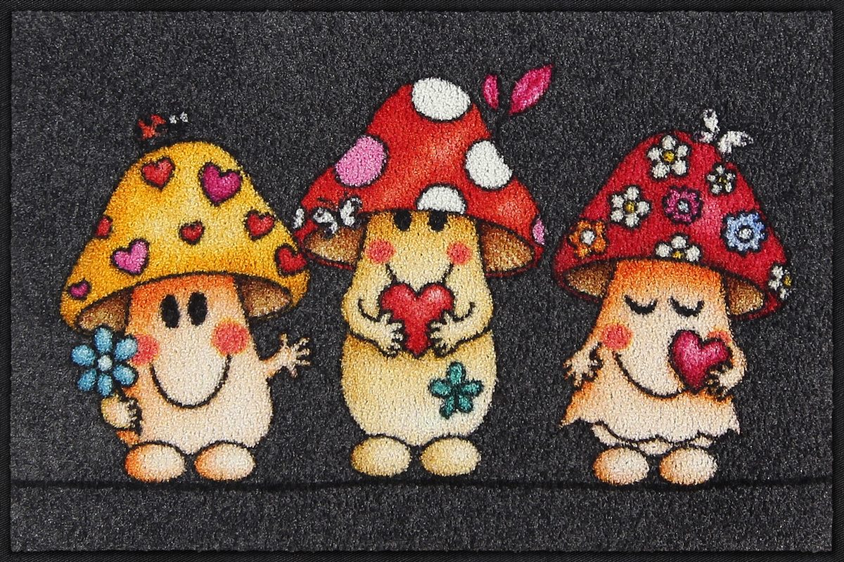 Eingangsmatte 50x75  Funky Mushrooms Dunkelbraun