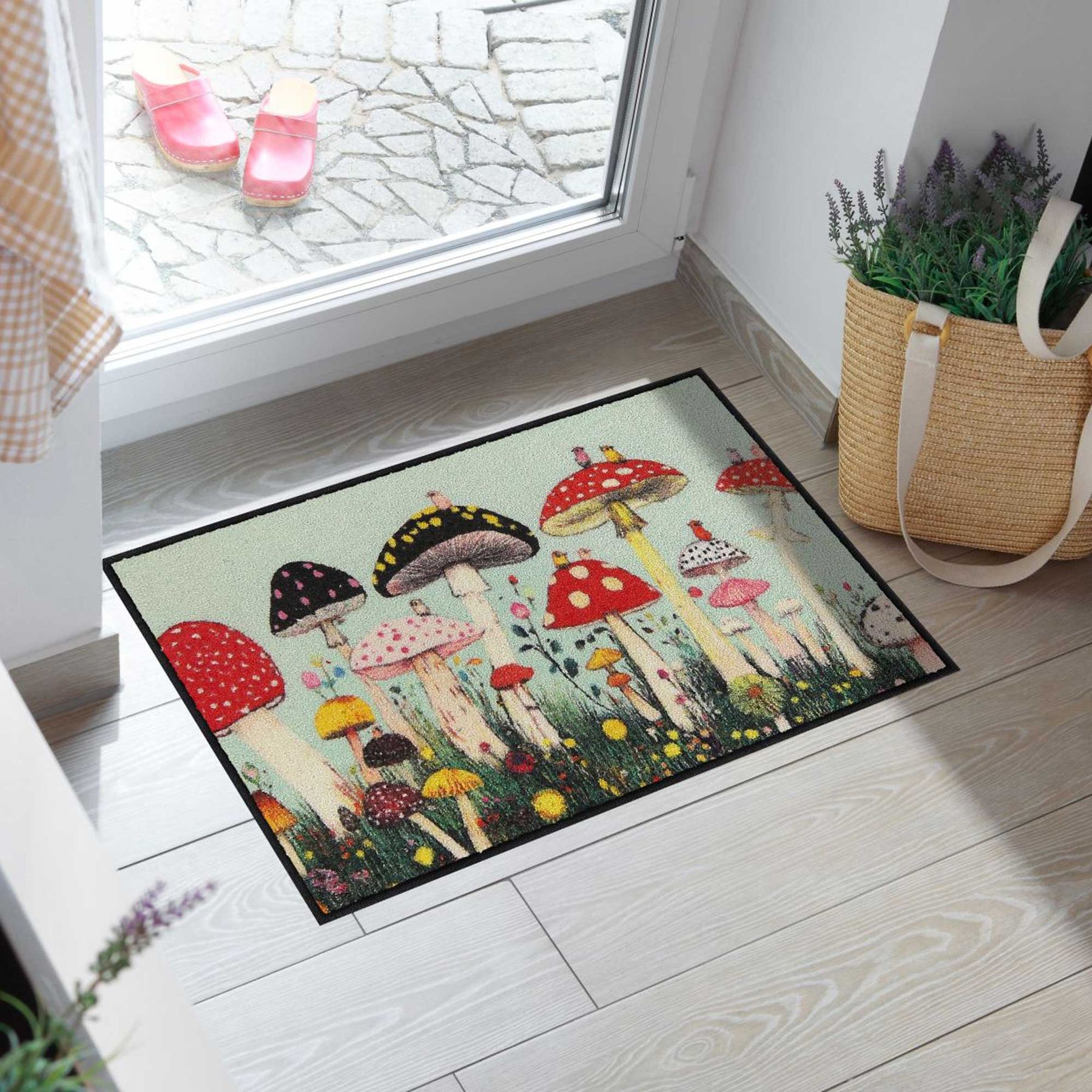Fußmatte 50x75 Fantasy Mushrooms hellblau