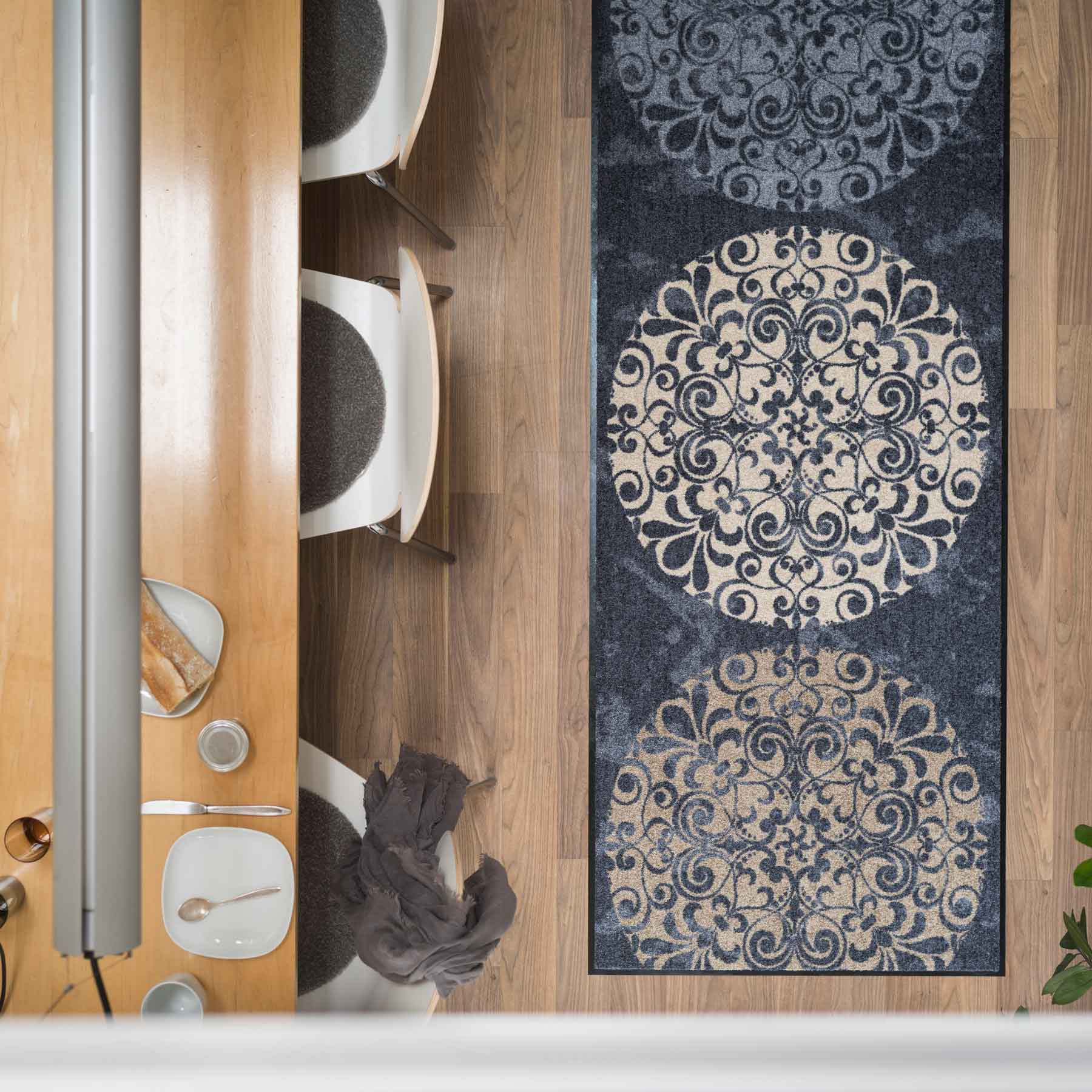 Teppichläufer 75x190 Fliesenkreise anthrazit