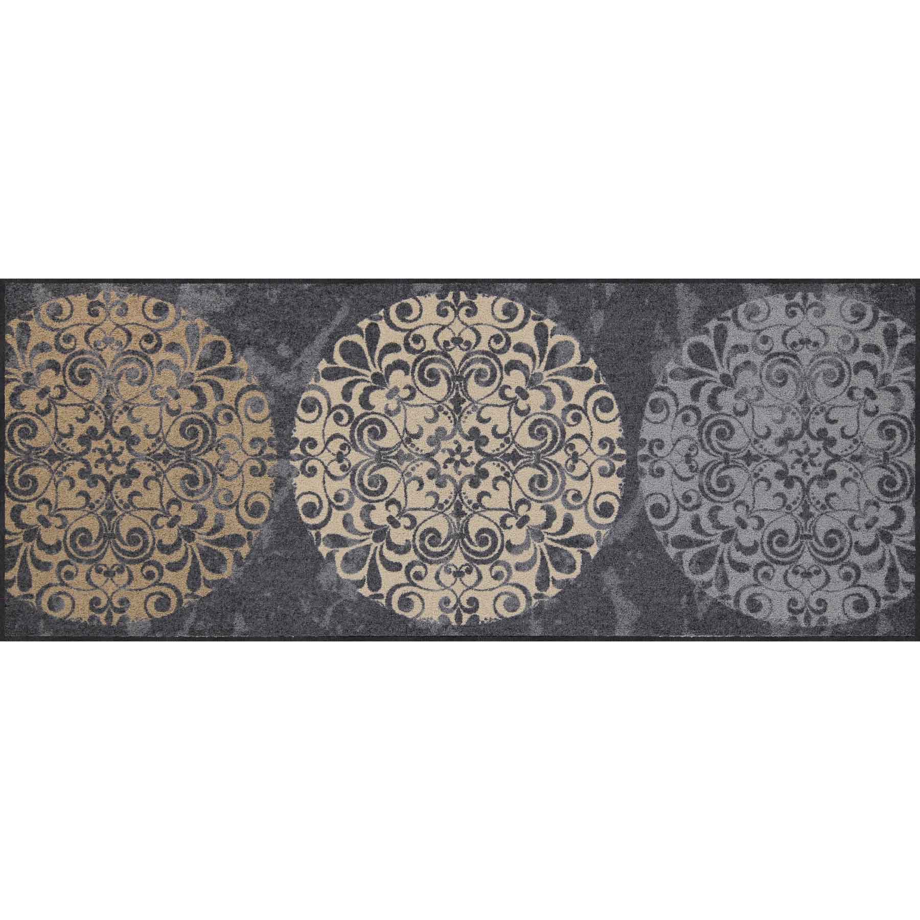 Teppichläufer 75x190 Fliesenkreise anthrazit